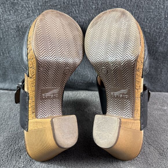 Dansko Women’s Black Slip On Sandals with Pewter Buckle Size 38 (7.5US) Heel - Picture 8 of 10